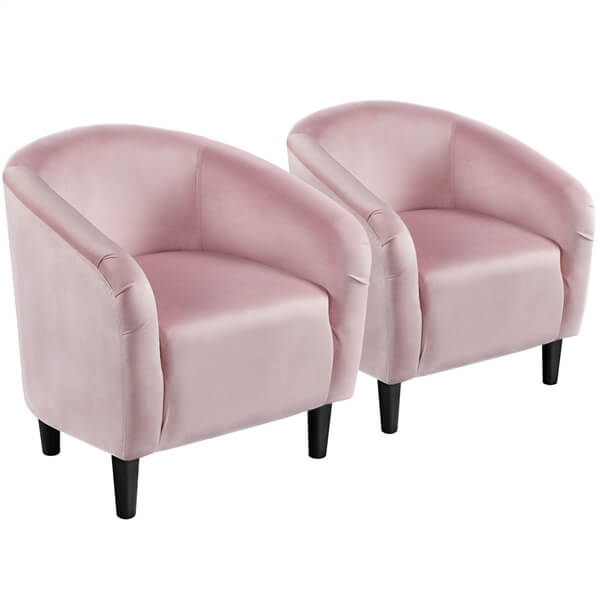 Yaheetech 2PCS Cozy Velvet Barrel Chair