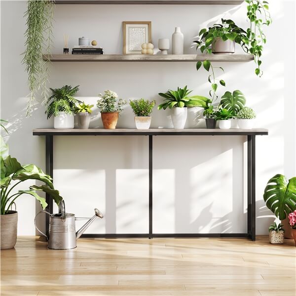 indoor plant console table Yaheetech 63-in W Extended Gray Long Console Table one_size