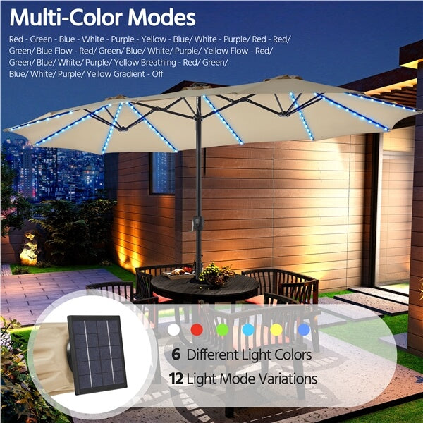 large patio umbrellas with lights Yaheetech 15 ft Large Patio Umbrella with Solar Lights
