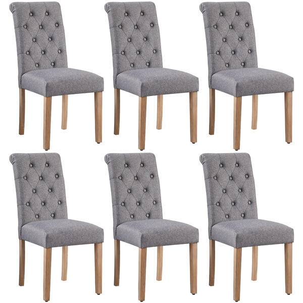 Yaheetech Dining Chairs Set of 6 Fabric Upholstered Dining Chairs