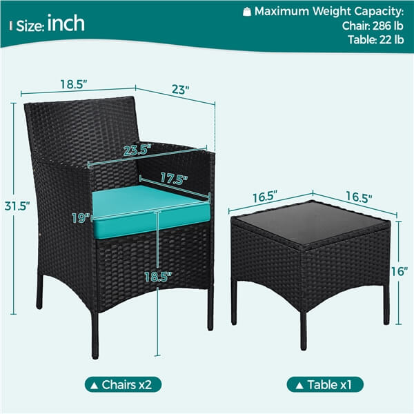Yaheetech 3 Pieces Patio Porch Furniture Sets