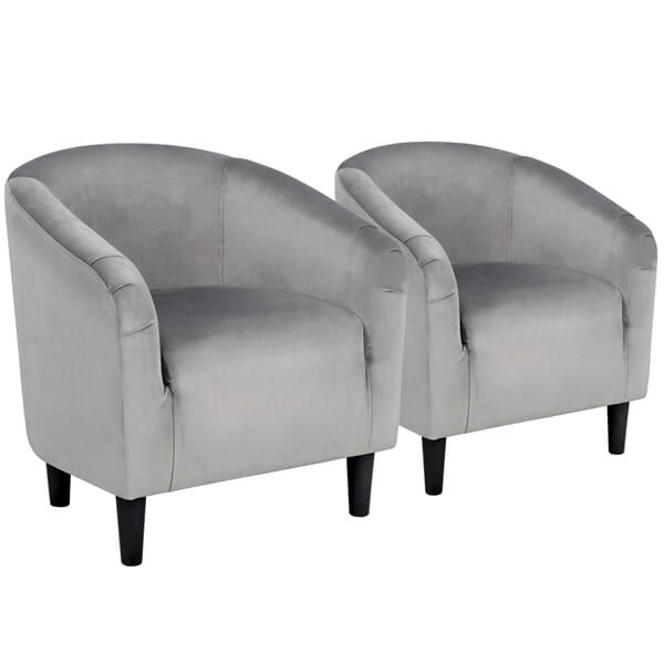 Yaheetech 2PCS Cozy Velvet Barrel Chair