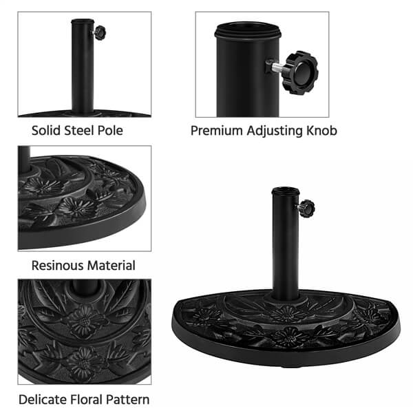 black patio half umbrella Yaheetech All Weather Umbrella Base for Half Patio Umbrella — yaheetech.shop