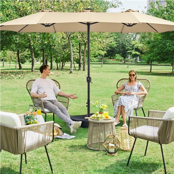 home depot patio table for umbrella Yaheetech Double-Sided Rectangle Outdoor Market Umbrellas — yaheetech.shop