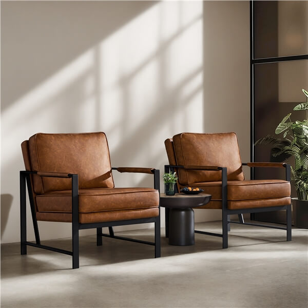 Yaheetech Modern Reading Arm Chair with Black Metal Frame