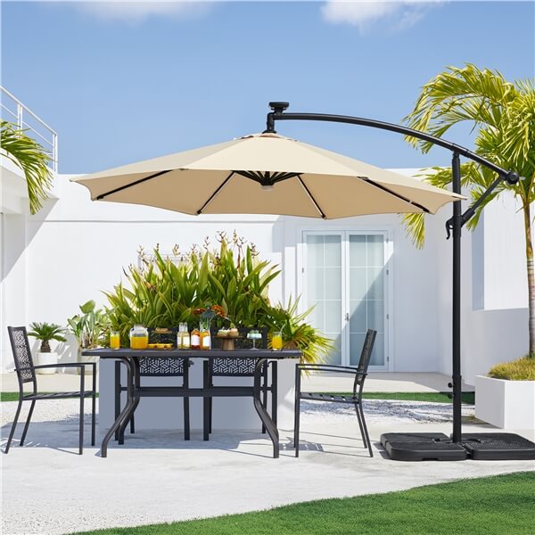 Yaheetech 10 FT Solar Powered LED Patio Umbrella Outdoor Cantilever Umbrella