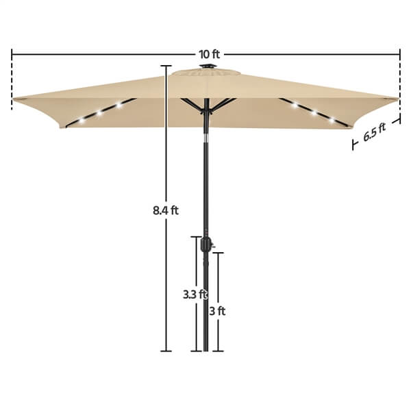 Yaheetech 6.5x10FT Rectangular Patio Umbrella Solar Powered Outdoor Table Market Umbrella