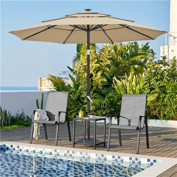Yaheetech 10FT LED Patio Umbrella Solar Market Umbrella with Button Tilt and Crank Operation Mechanism Red Polyester one_size Yaheetech 10FT LED Patio Umbrella Solar Market Umbrella with Button Tilt and Crank Operation Mechanism Red Polyester one_size