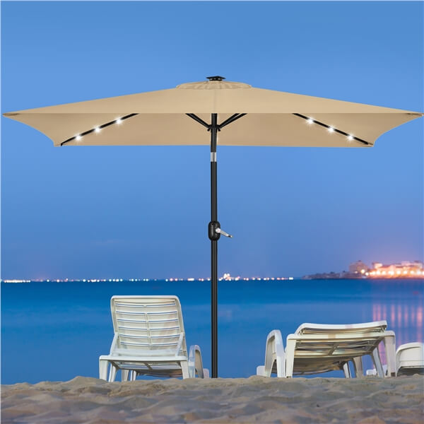 Yaheetech 6.5x10FT Rectangular Patio Umbrella Solar Powered Outdoor Table Market Umbrella