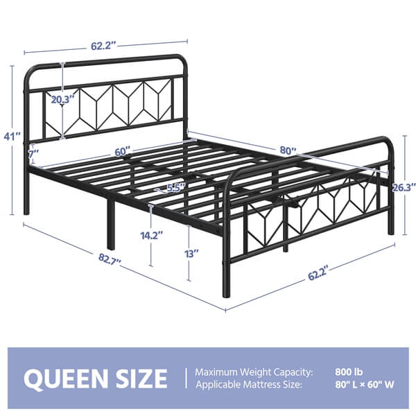 metal frame king size bed frame