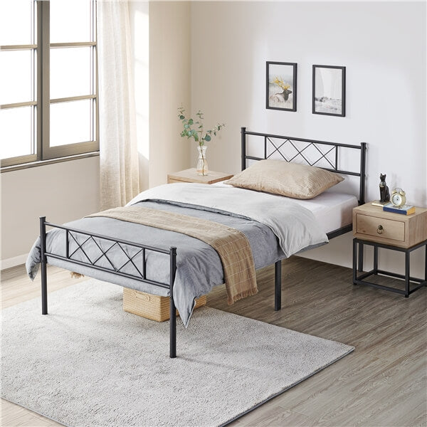 black metal king bed frame