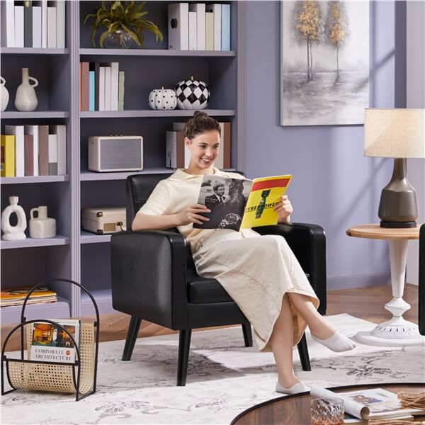 Yaheetech PU Leather Modern Upholstered Living Room Chair