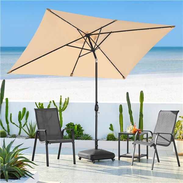 Yaheetech 6.5x10FT Rectangular Patio Umbrella Solar Powered Outdoor Table Market Umbrella