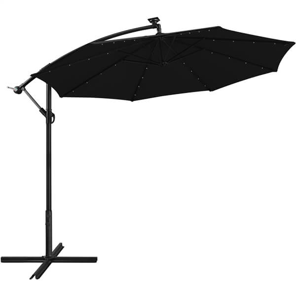 black offset patio umbrella with lights Yaheetech UV Protection Market Table Umbrella — yaheetech.shop