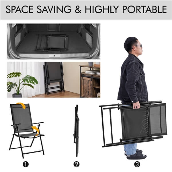 Yaheetech Patio Folding Dining Chairs Set of 2