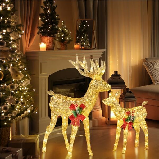 led reindeer family outdoor