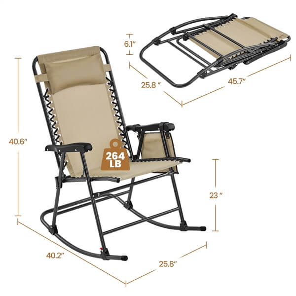 Yaheetech Rocking Chairs Foldable Outdoor Reclining Lounge Chair