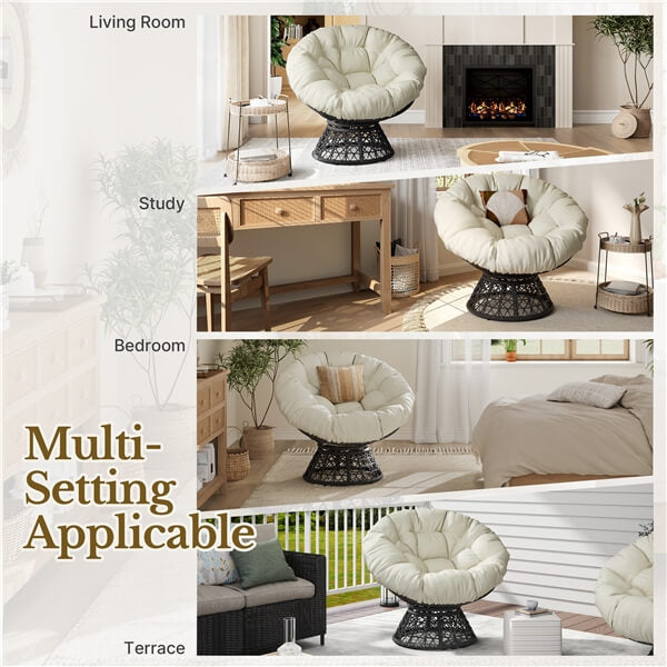 Yaheetech Indoor Papasan Chairs with Thick Tufted Cushions and Frame