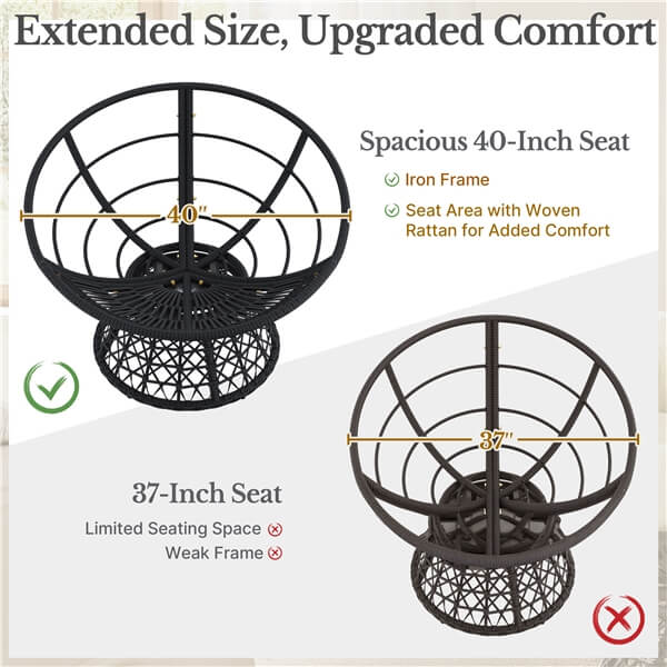 Yaheetech Indoor Papasan Chairs with Thick Tufted Cushions and Frame