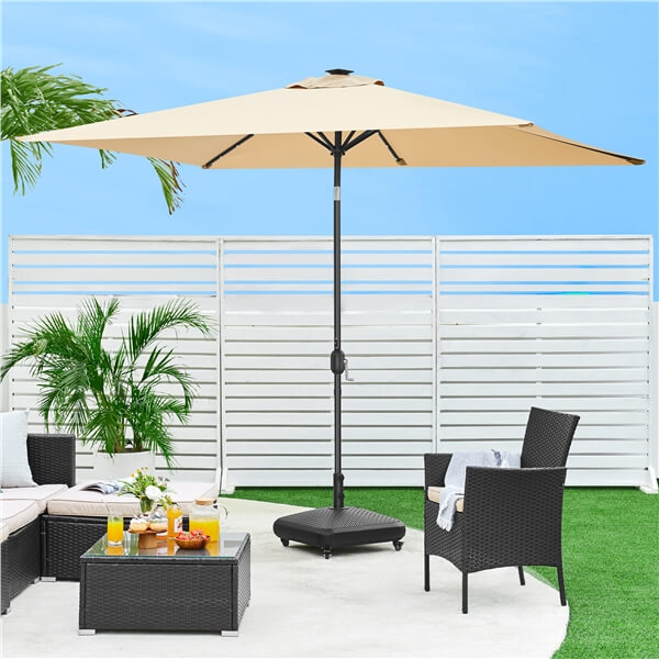 Yaheetech 6.5x10FT Rectangular Patio Umbrella Solar Powered Outdoor Table Market Umbrella