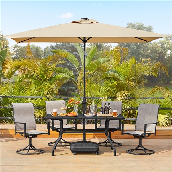 Yaheetech 6.5x10FT Rectangular Patio Umbrella Solar Powered Outdoor Table Market Umbrella