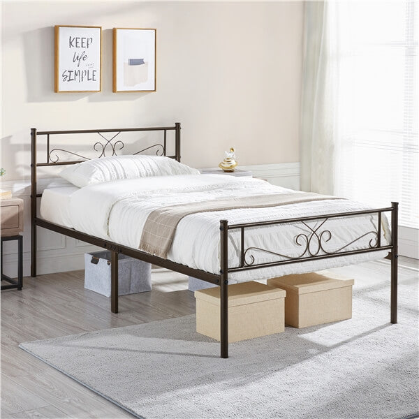 Yaheetech Graceful Scroll Metal-Framed Bed — Yaheetech.shop