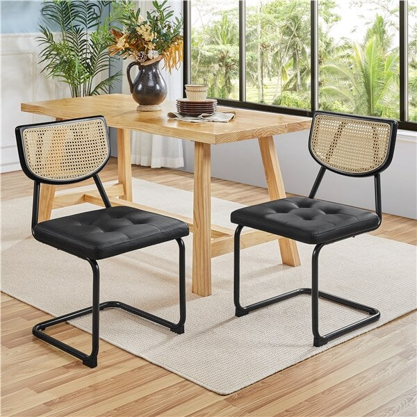 black cane dining chair