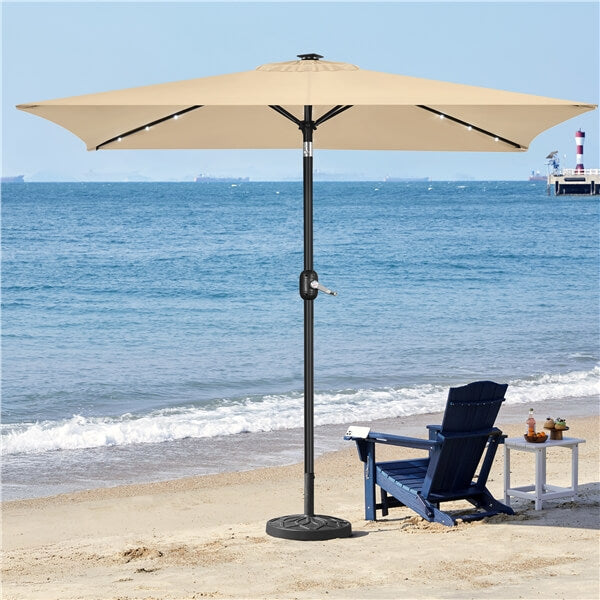 Yaheetech 6.5x10FT Rectangular Patio Umbrella Solar Powered Outdoor Table Market Umbrella