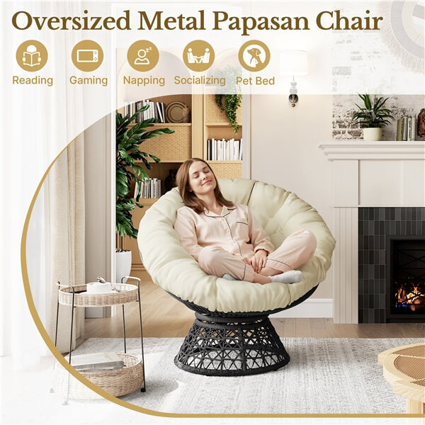 Yaheetech Indoor Papasan Chairs with Thick Tufted Cushions and Frame