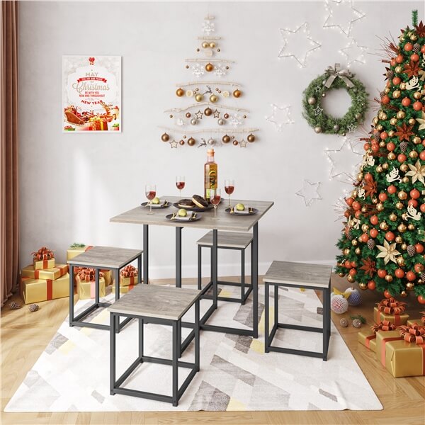 Yaheetech Dining Table Set for 4 Industrial Kitchen Table with 4 Chairs