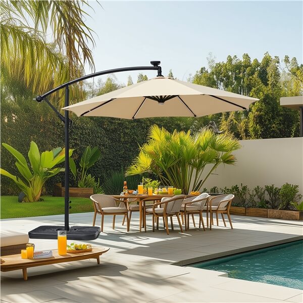 Yaheetech 10 FT Solar Powered LED Patio Umbrella Outdoor Cantilever Umbrella