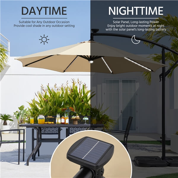 Yaheetech 10 FT Solar Powered LED Patio Umbrella Outdoor Cantilever Umbrella