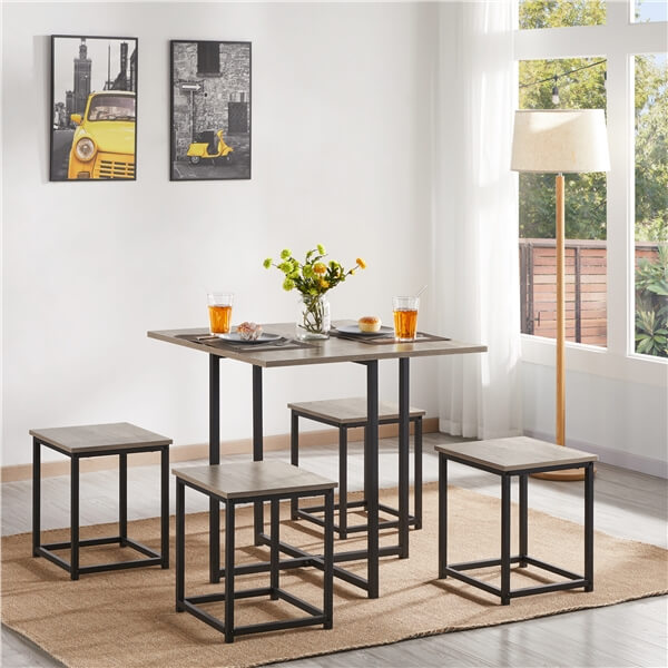 Yaheetech Dining Table Set for 4 Industrial Kitchen Table with 4 Chairs