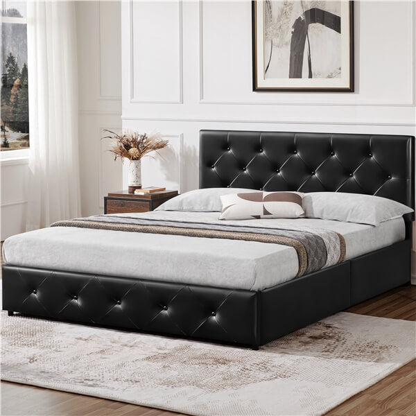 Yaheetech Upholstered Bed Frame With 4 Drawers Storage — Yaheetech.shop