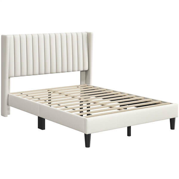 Yaheetech Bed Frame Upholstered Platform Bed with Fabric Headboard