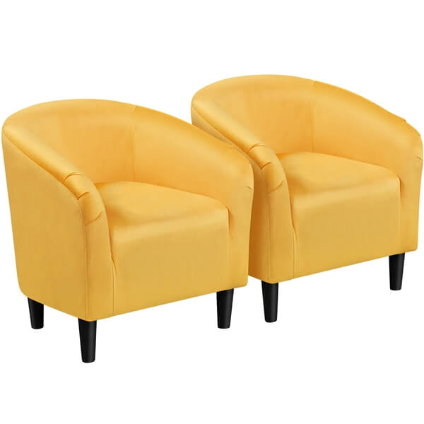 Yaheetech 2PCS Cozy Velvet Barrel Chair