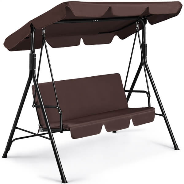 outdoor 3 person swing with canopy