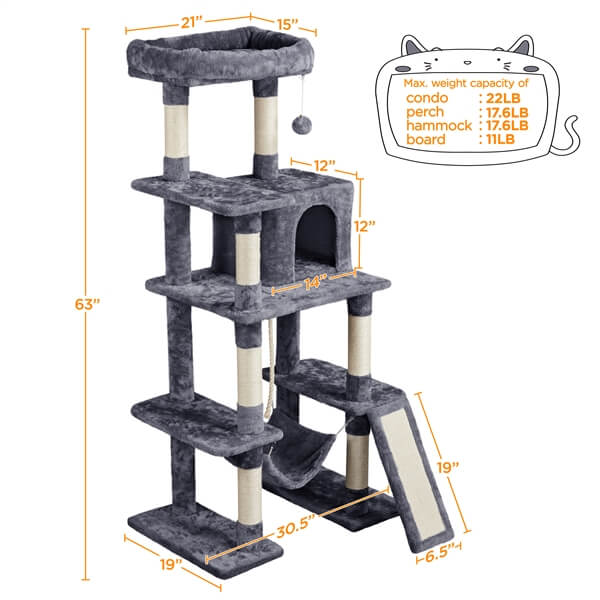 Yaheetech 63 Inches Multi-Level Indoor Cat Play Structure