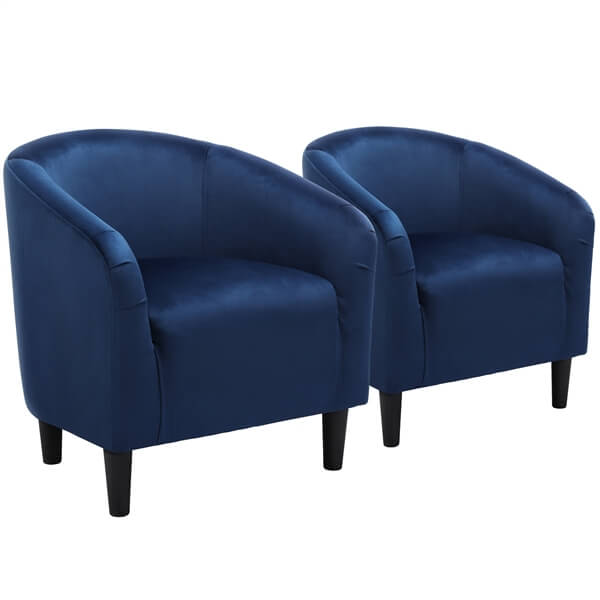 Yaheetech 2PCS Cozy Velvet Barrel Chair