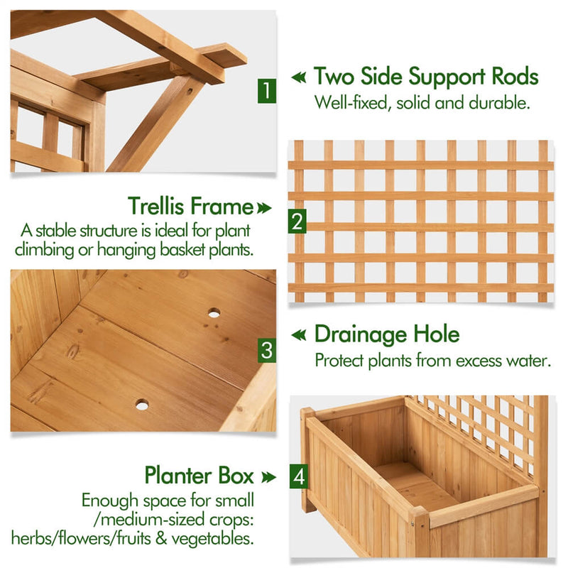 solid wood planter box with trellis Yaheetech 75-in H Movable Dark Brown Wood Planter Raised Bed with Trellis one_size