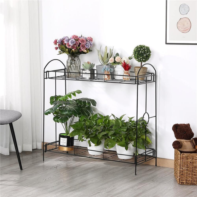 metal plant stand rack Yaheetech Metal Plant Stand 2 Tiers — yaheetech.shop