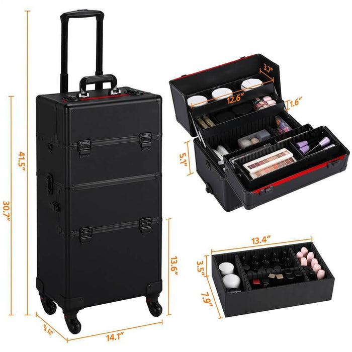 Yaheetech Rolling Makeup Train Case Professional Aluminum Cosmetic Case,  Gold : Target
