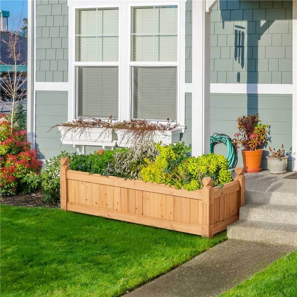 Yaheetech 43.5″ L × 16″ W × 14″ H Wooden Raised Garden Bed