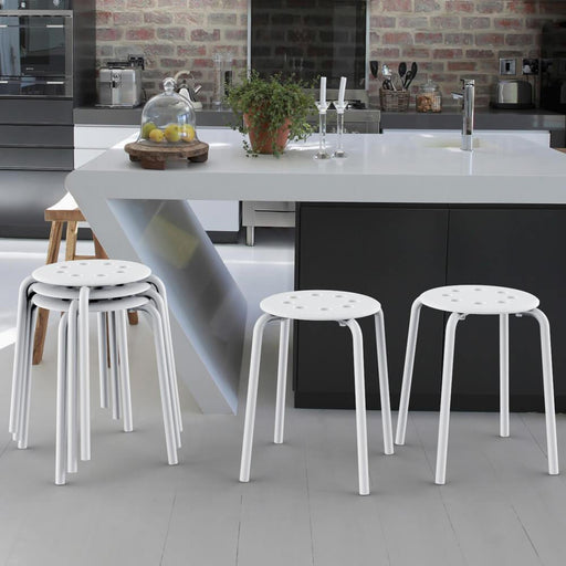 Plastic Stack Stools White/Black