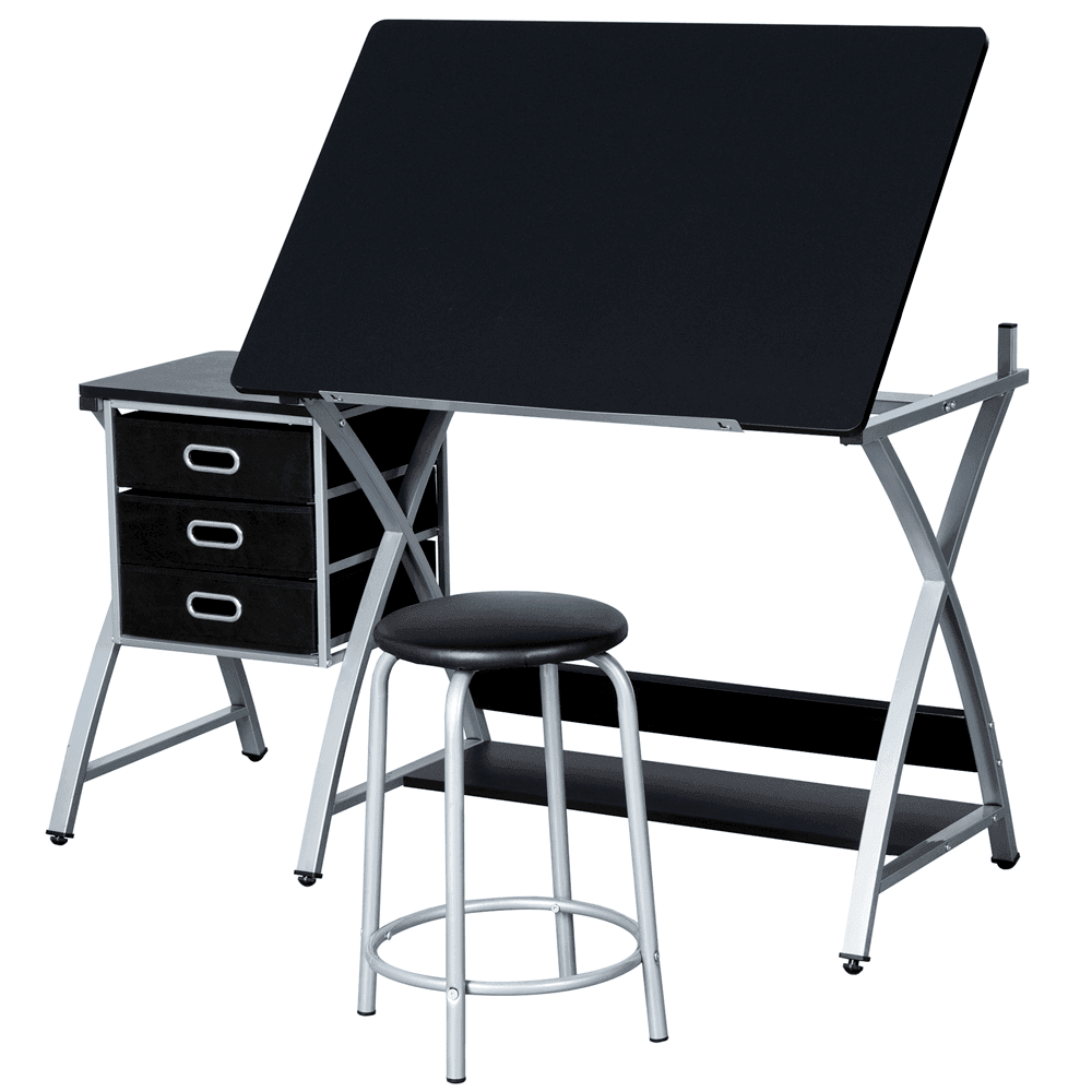 Adjustable Drafting Table Art Craft Drawing Desk w/Stool Architect Desk  w/Drawer