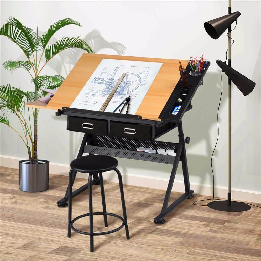 Yaheetech Height Adjustable Drawing Table Desk Work Station