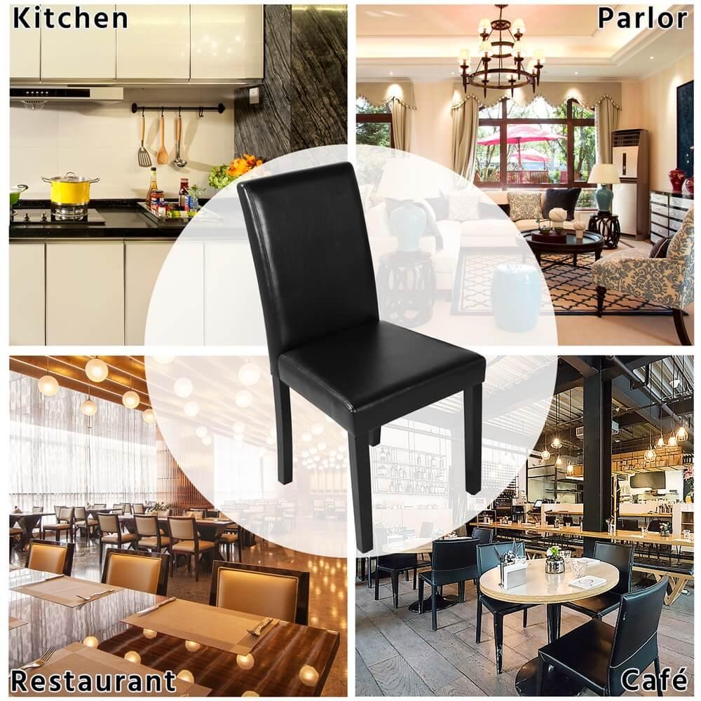 Yaheetech Set of 4 Dining Chairs Faux Leather High Back Kitchen