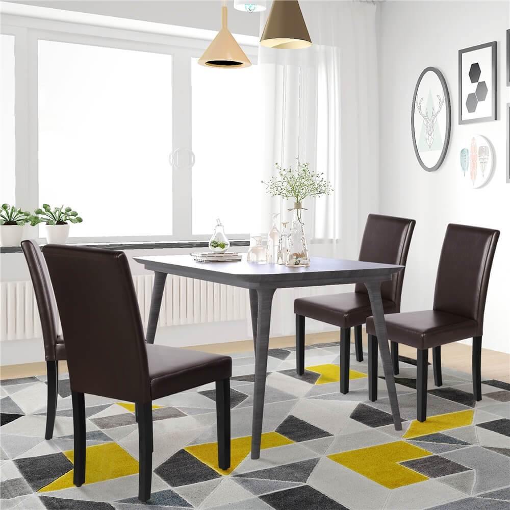 Yaheetech Set of 4 Dining Chairs Faux Leather High Back Kitchen