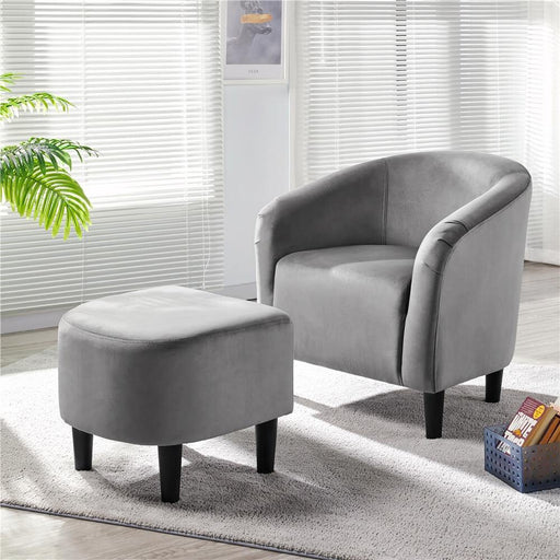 Yaheetech Accent Chair and Ottoman Set Arm Chair with Foot Rest for Living  Room Gray