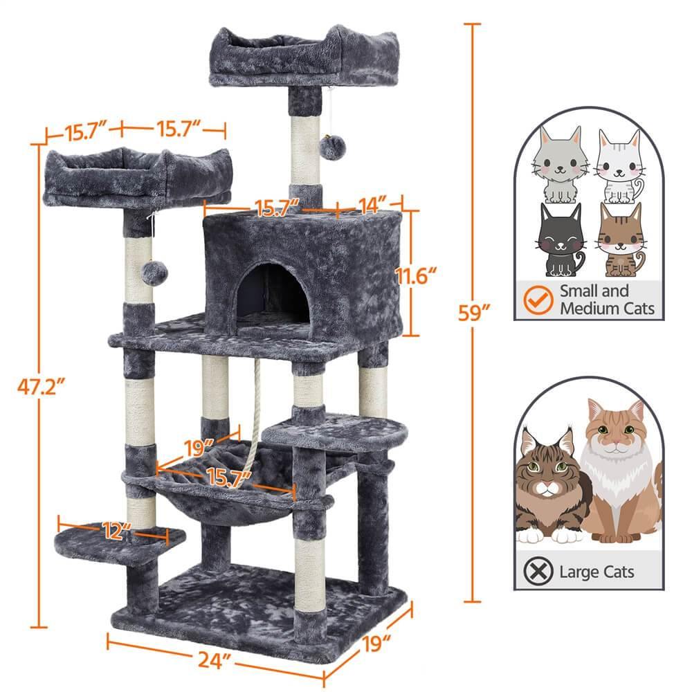 Yaheetech Cat Tree Condo for Medium/Large Cats 59 Inch — yaheetech
